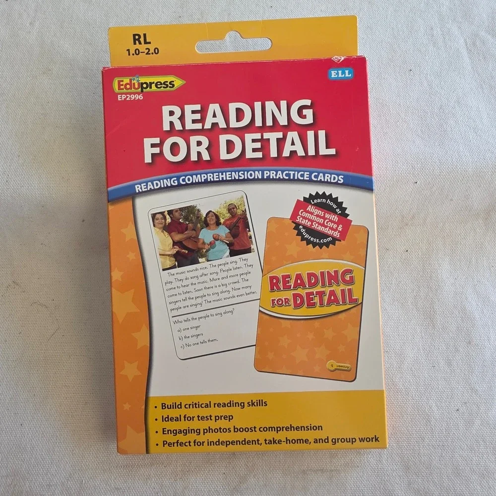 Edupress Reading Comprehension Practice Cards Lot 5 Decks RL 1.0-2.0 READ